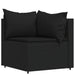 4-delige Loungeset met kussens poly rattan zwart