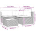 4-delige Loungeset met kussens poly rattan zwart
