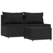 3-delige Loungeset met kussens poly rattan zwart