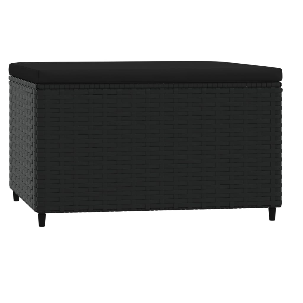 Voetensteun met kussen poly rattan zwart