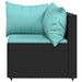 3-delige Loungeset met kussens poly rattan zwart