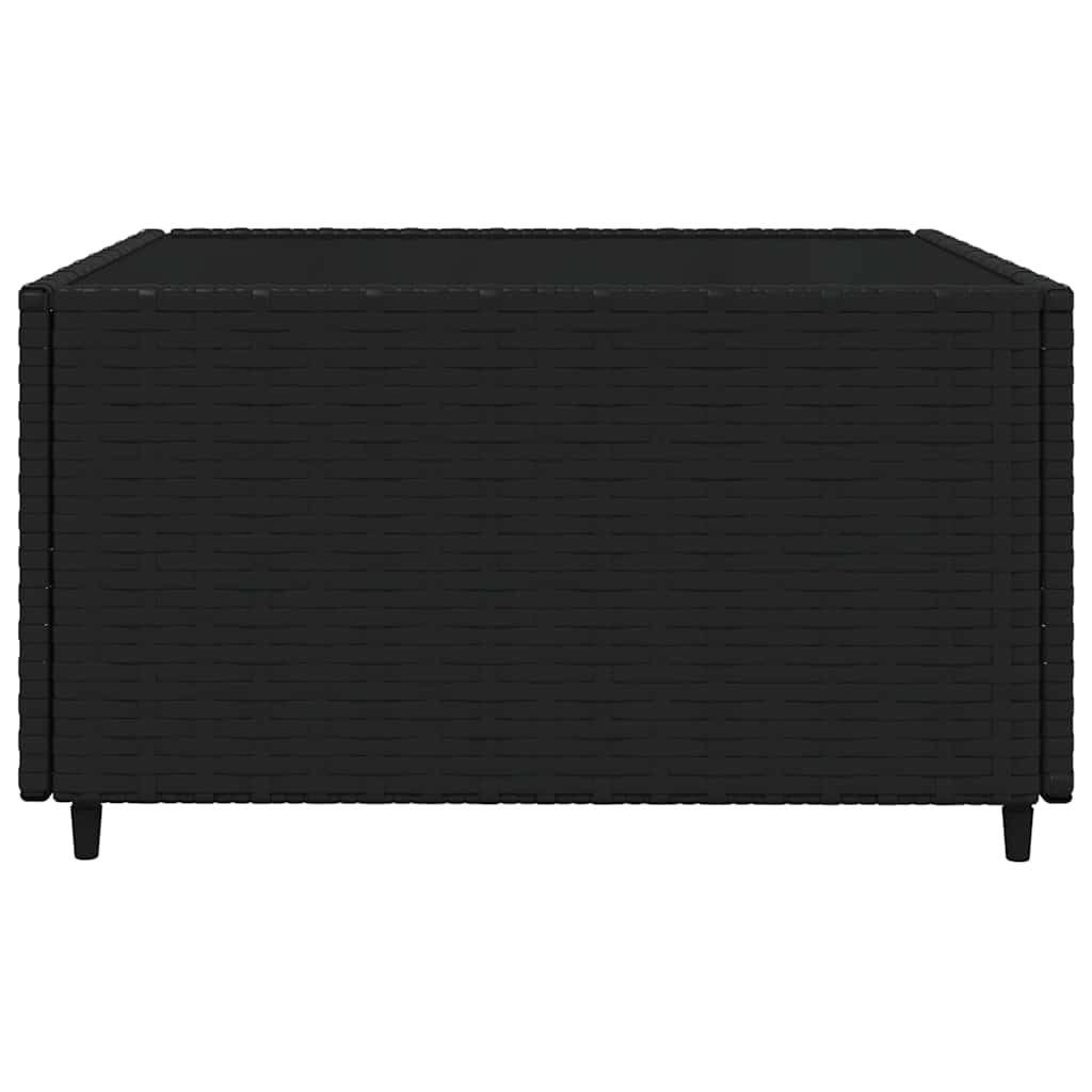 4-delige Loungeset met kussens poly rattan zwart