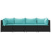 4-delige Loungeset met kussens poly rattan zwart