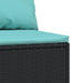 Tuinmiddenbank met kussens poly rattan zwart