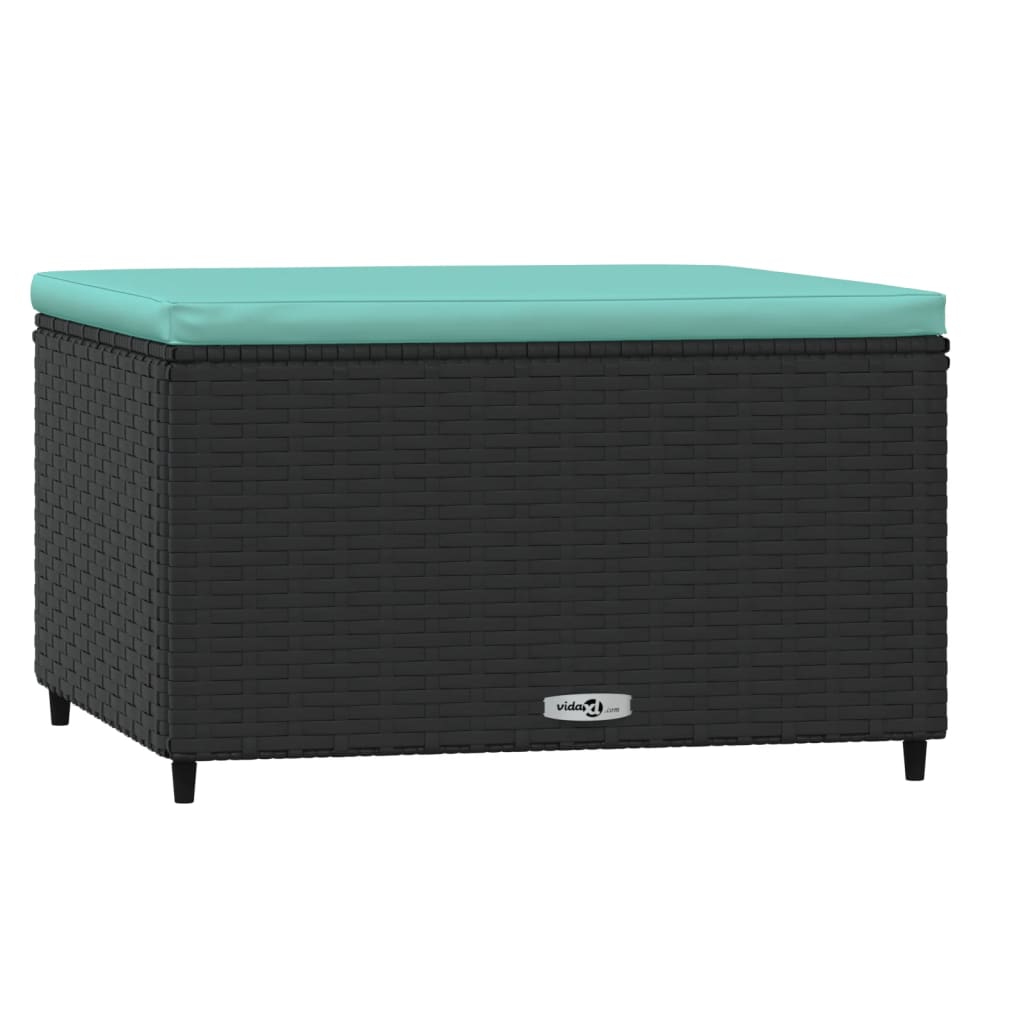 Voetensteunen 2 st met kussens poly rattan zwart