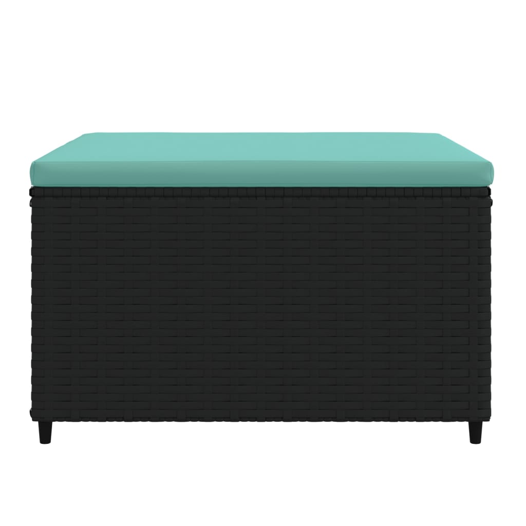 Voetensteunen 2 st met kussens poly rattan zwart