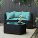 3-delige Loungeset met kussens poly rattan zwart