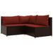 3-delige Loungeset met kussens poly rattan bruin