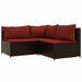 4-delige Loungeset met kussens poly rattan bruin