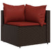 4-delige Loungeset met kussens poly rattan bruin
