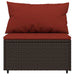 Tuinmiddenbank met kussens poly rattan bruin