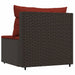 Tuinmiddenbank met kussens poly rattan bruin