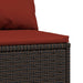 Tuinmiddenbank met kussens poly rattan bruin