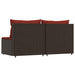Tuinmiddenbanken met kussens 2 st poly rattan bruin