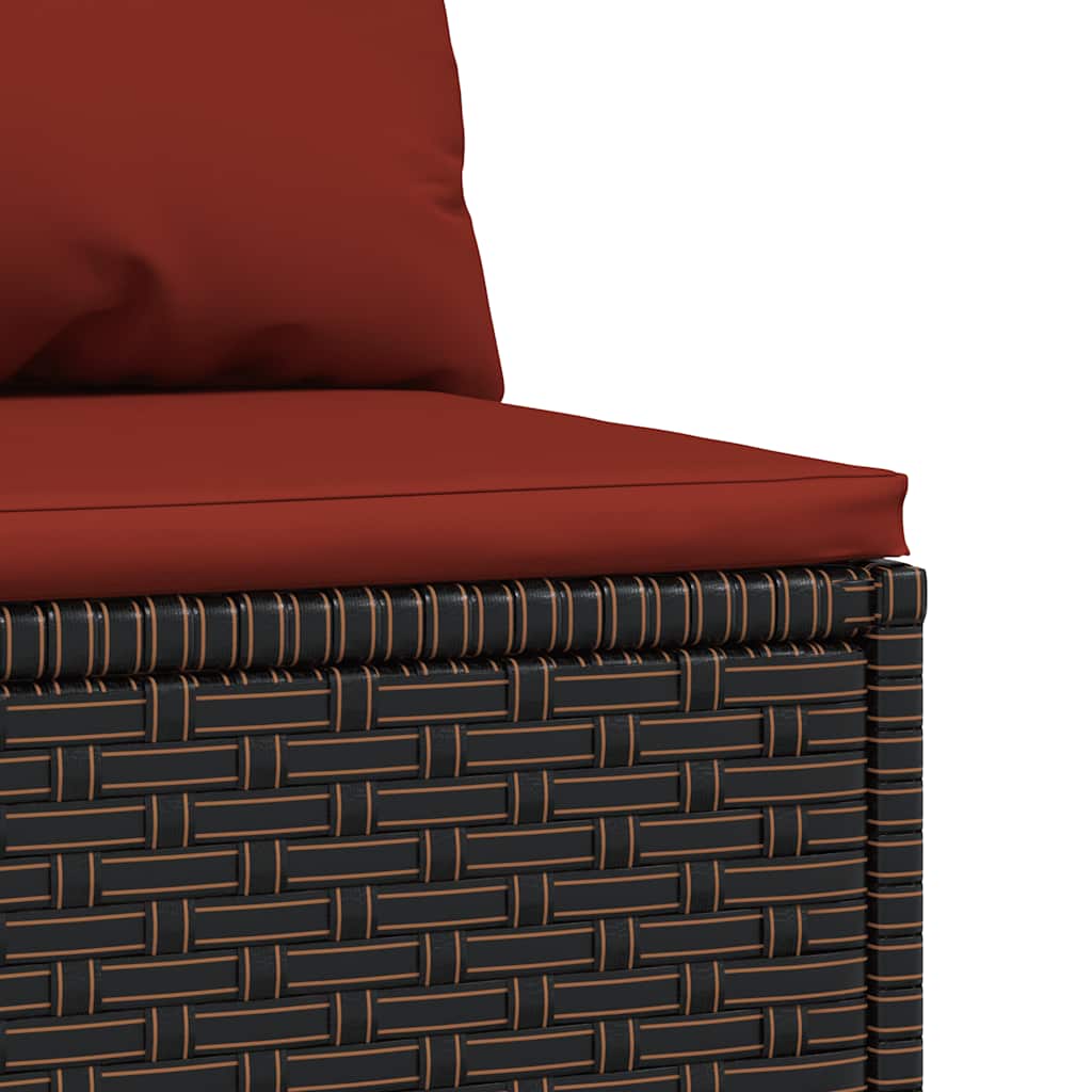Tuinmiddenbanken met kussens 2 st poly rattan bruin