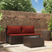 3-delige Loungeset met kussens poly rattan bruin