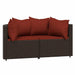 Tuinhoekbanken met kussens 2 st poly rattan bruin