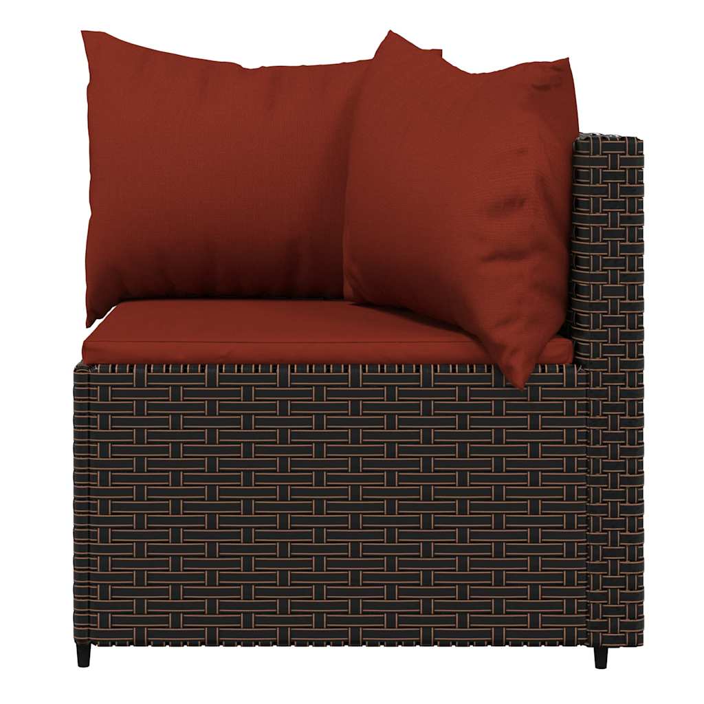 Tuinhoekbanken met kussens 2 st poly rattan bruin