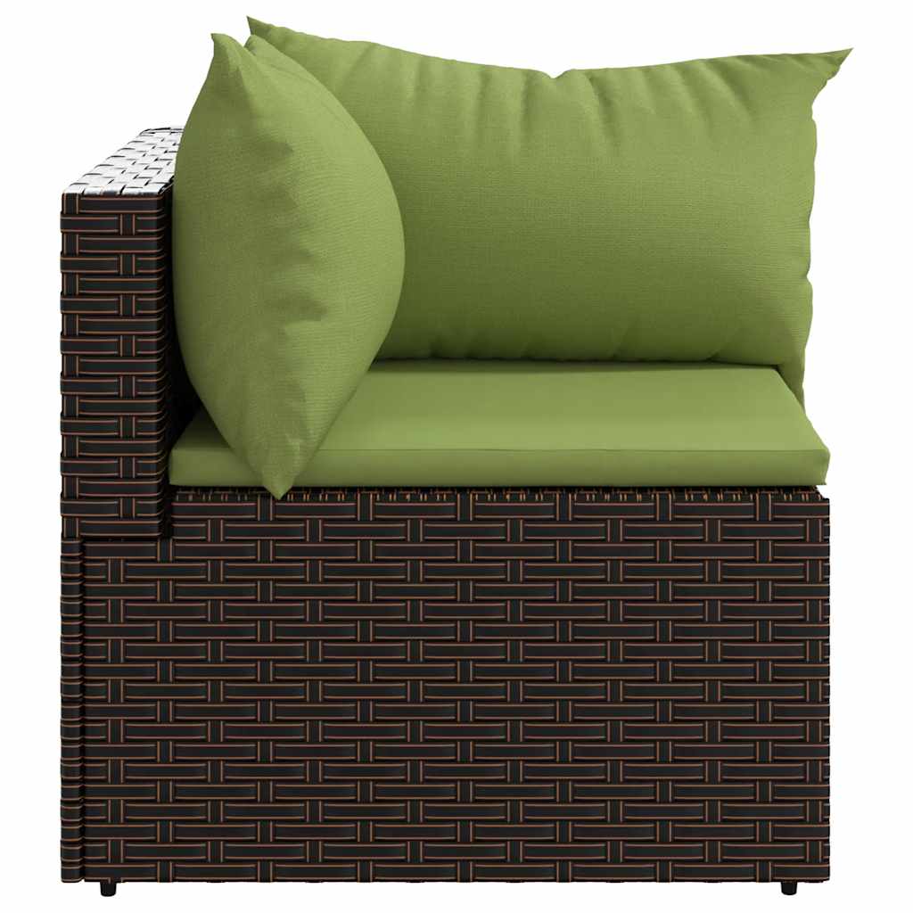 Tuinhoekbanken met kussens 2 st poly rattan bruin