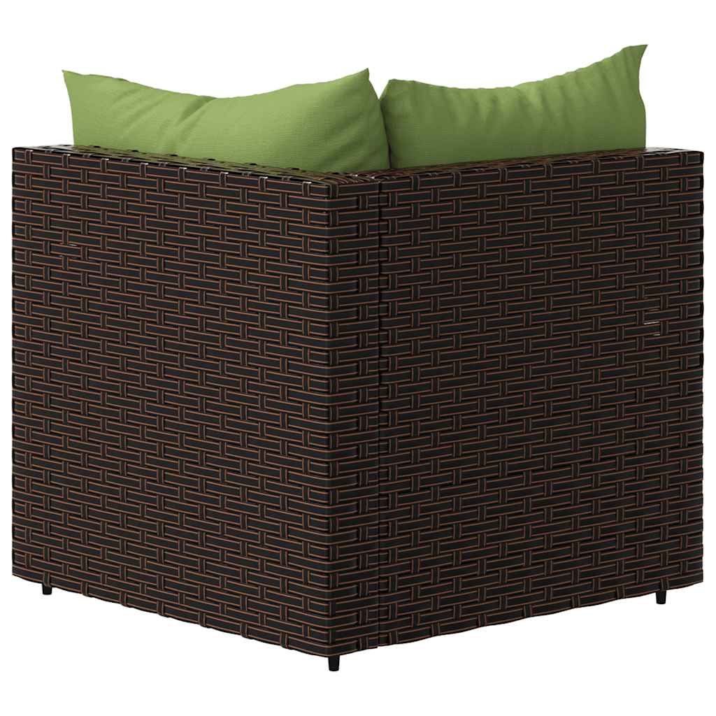 Tuinhoekbanken met kussens 2 st poly rattan bruin