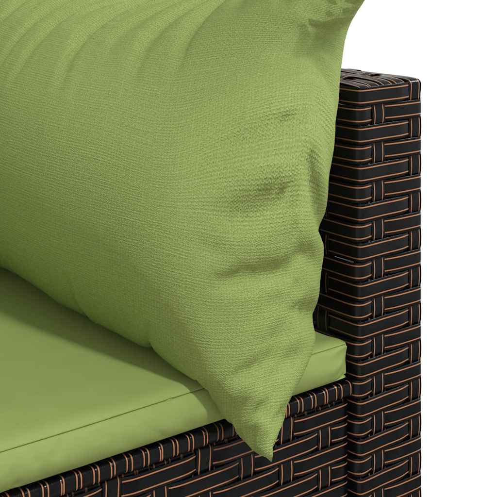 Tuinhoekbanken met kussens 2 st poly rattan bruin