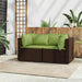 Tuinhoekbanken met kussens 2 st poly rattan bruin