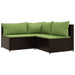 3-delige Loungeset met kussens poly rattan bruin