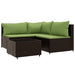 4-delige Loungeset met kussens poly rattan bruin