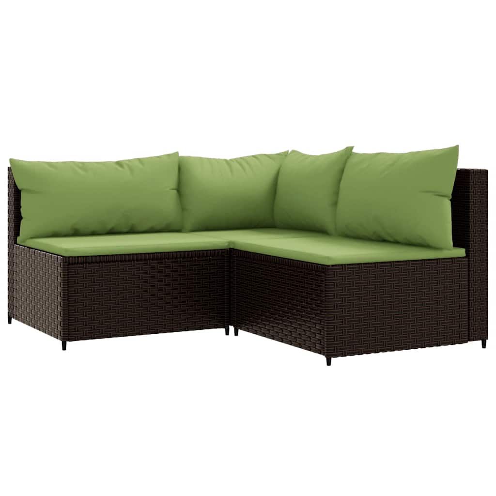 4-delige Loungeset met kussens poly rattan bruin