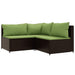 4-delige Loungeset met kussens poly rattan bruin