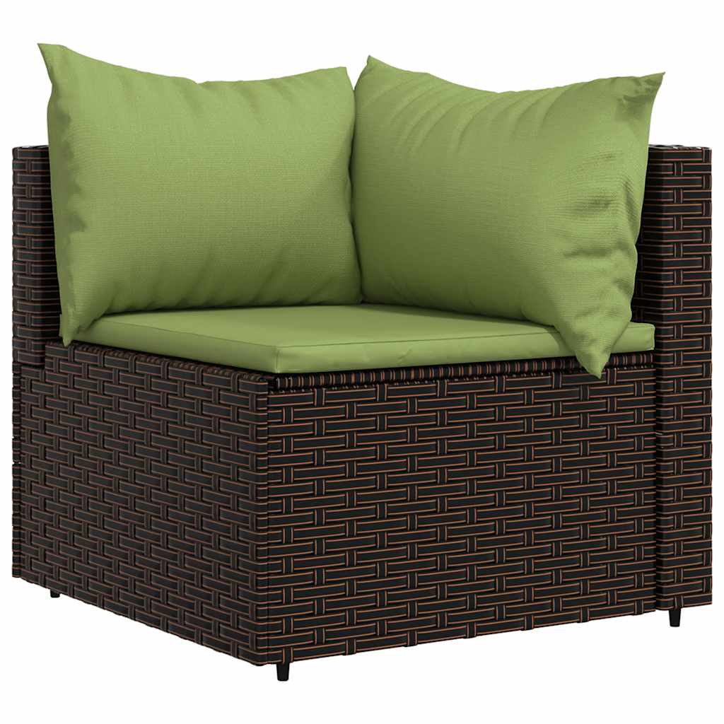 4-delige Loungeset met kussens poly rattan bruin
