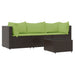 4-delige Loungeset met kussens poly rattan bruin