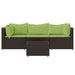 4-delige Loungeset met kussens poly rattan bruin