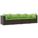 4-delige Loungeset met kussens poly rattan bruin