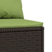 Tuinmiddenbank met kussens poly rattan bruin