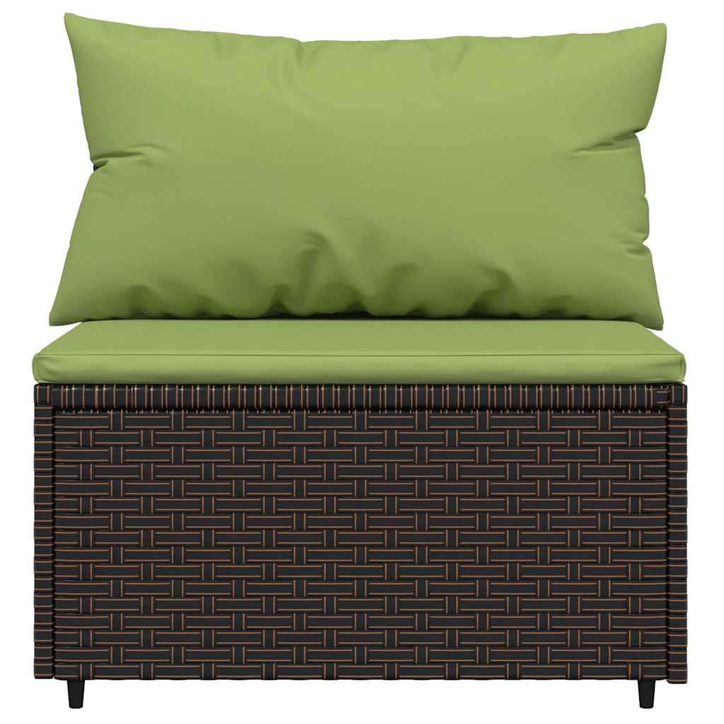 Tuinmiddenbanken met kussens 2 st poly rattan bruin
