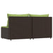 Tuinmiddenbanken met kussens 2 st poly rattan bruin