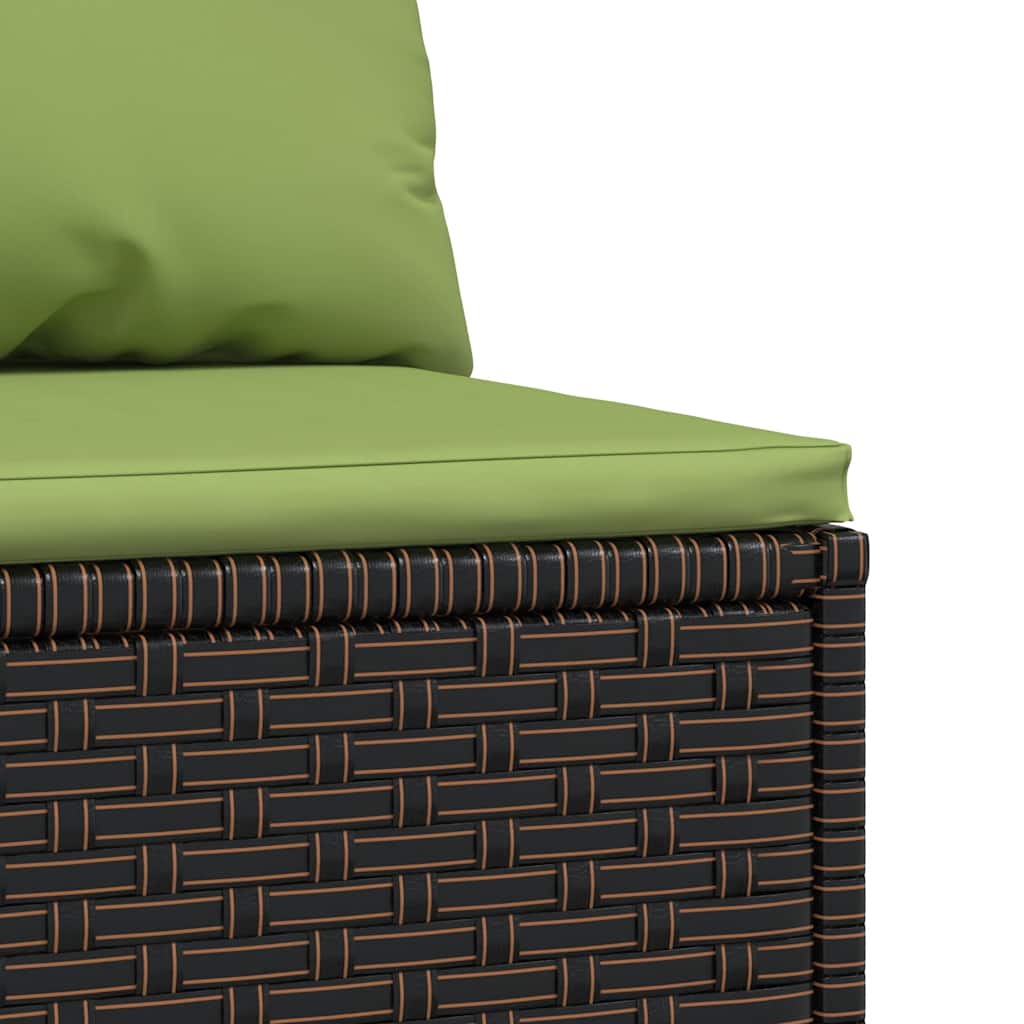 Tuinmiddenbanken met kussens 2 st poly rattan bruin