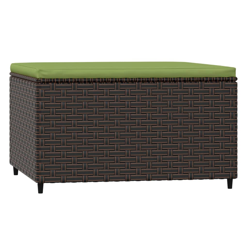 Voetensteun met kussen poly rattan bruin