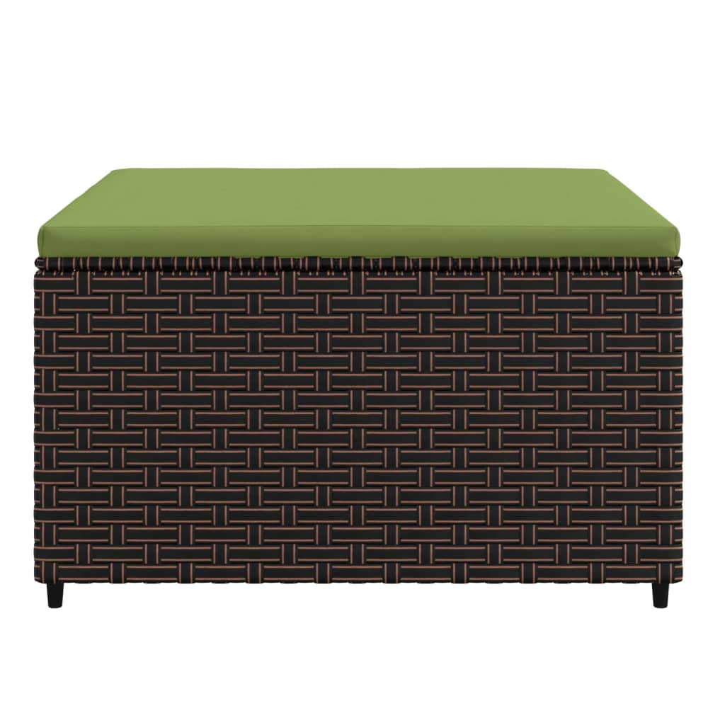 Voetensteunen 2 st met kussens poly rattan bruin