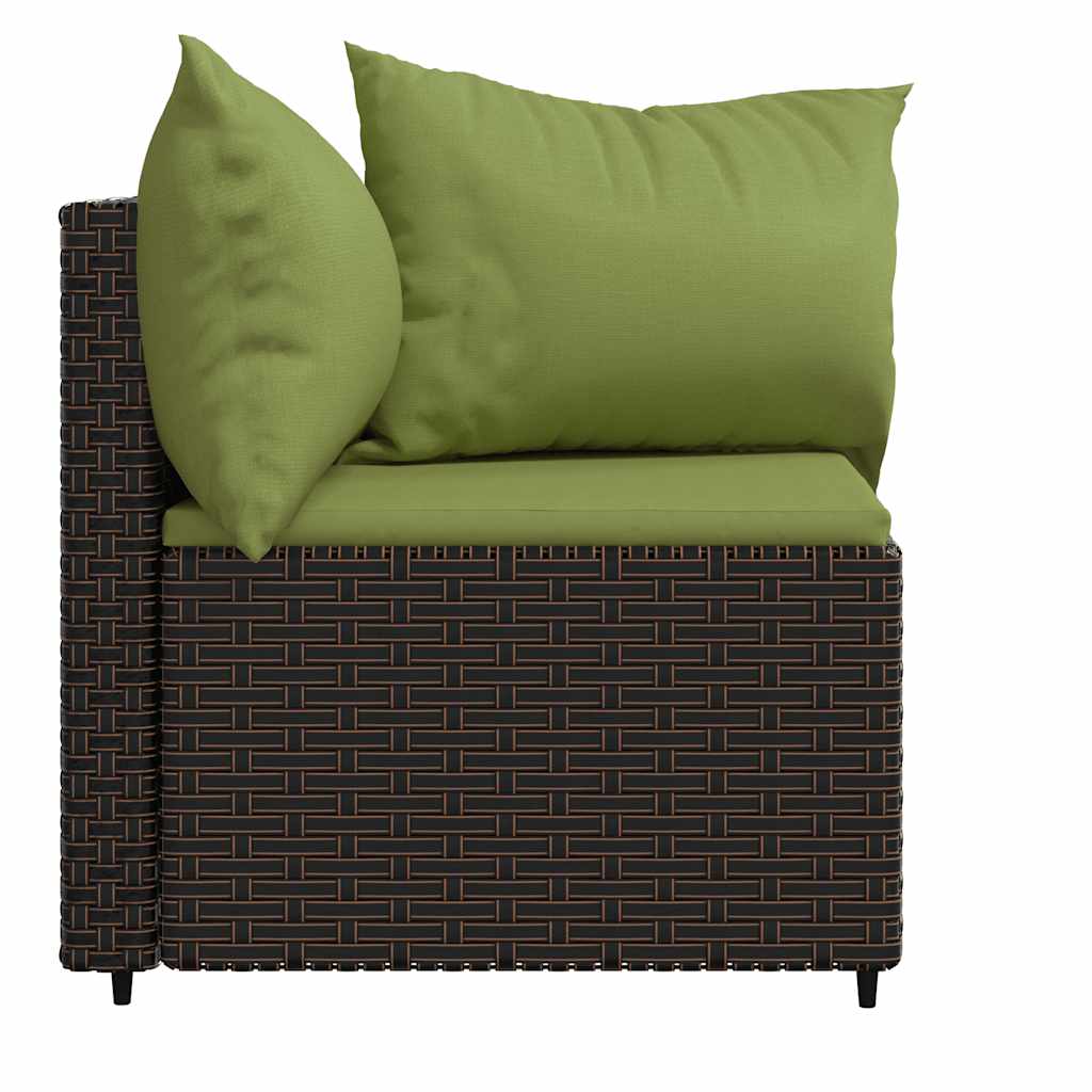 Tuinhoekbanken met kussens 2 st poly rattan bruin