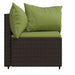 Tuinhoekbanken met kussens 2 st poly rattan bruin