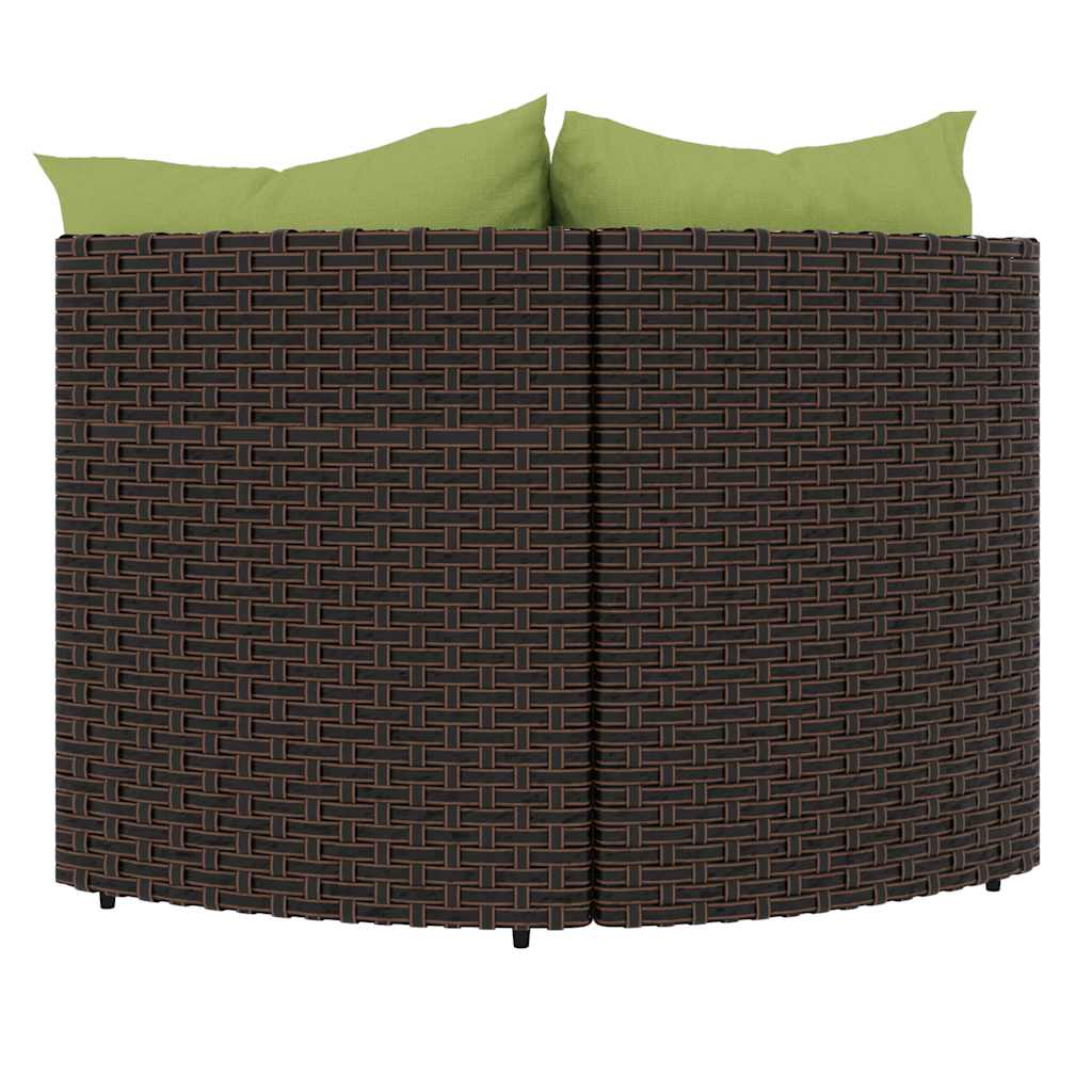 Tuinhoekbanken met kussens 2 st poly rattan bruin