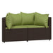 3-delige Loungeset met kussens poly rattan bruin
