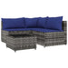 4-delige Loungeset met kussens poly rattan grijs