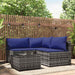 4-delige Loungeset met kussens poly rattan grijs