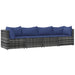 4-delige Loungeset met kussens poly rattan grijs