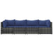 4-delige Loungeset met kussens poly rattan grijs