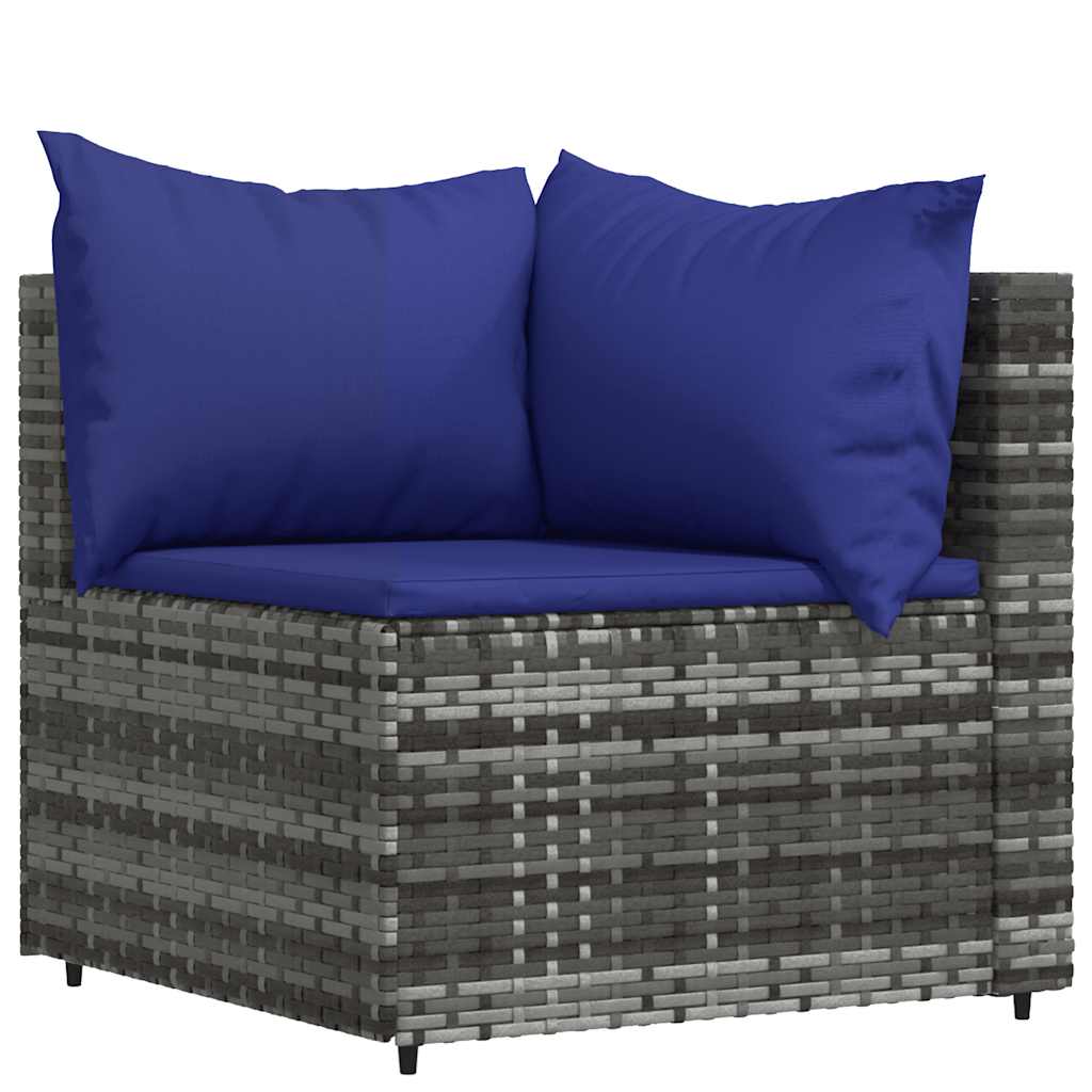 4-delige Loungeset met kussens poly rattan grijs