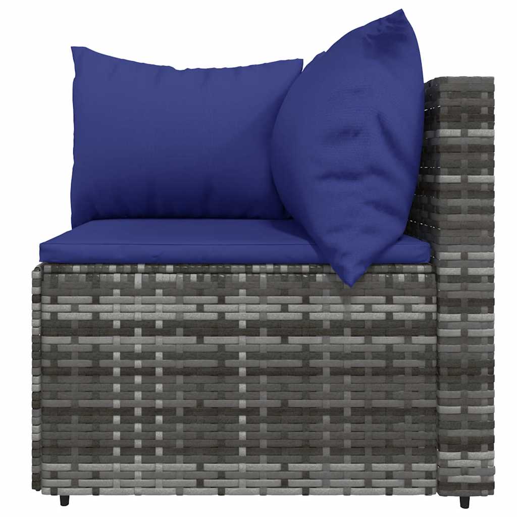 4-delige Loungeset met kussens poly rattan grijs